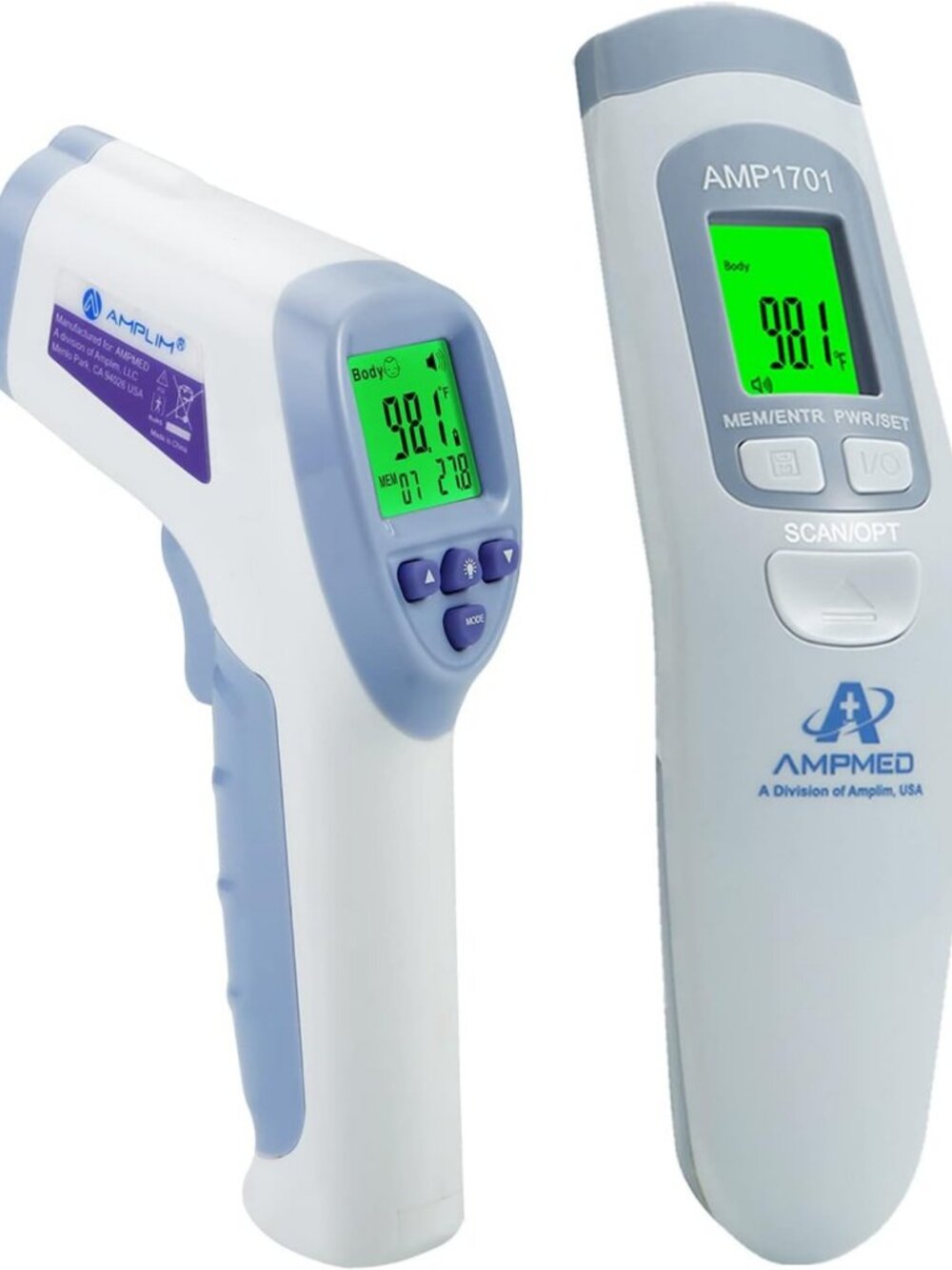 2-Pack Non-Contact Infrared Forehead Thermometers for Babies, Kids & Adults